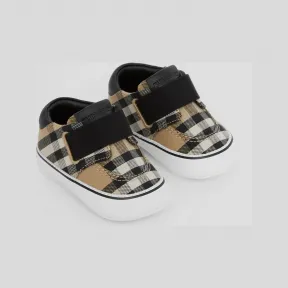 博百利/Burberry Vintage 格纹棉质婴儿鞋 (典藏米色) 80606161