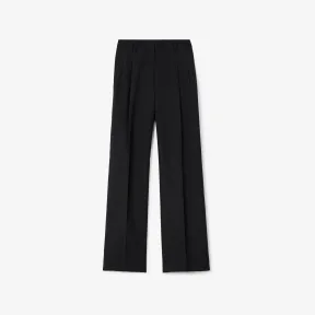 博百利/Burberry 褶饰羊毛阔腿裤 (黑色) - 女士 80630851