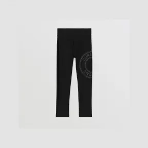 博百利/Burberry 徽标图案弹力平织紧身裤 (黑色) 80642771