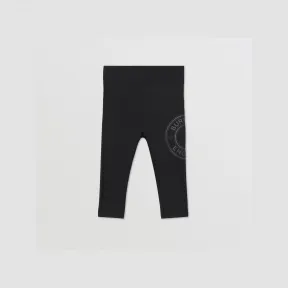 博百利/Burberry 徽标图案弹力平织紧身裤 (黑色) 80642781