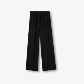 博百利/Burberry 马术骑士丝质提花阔腿裤 (黑色) 80650181