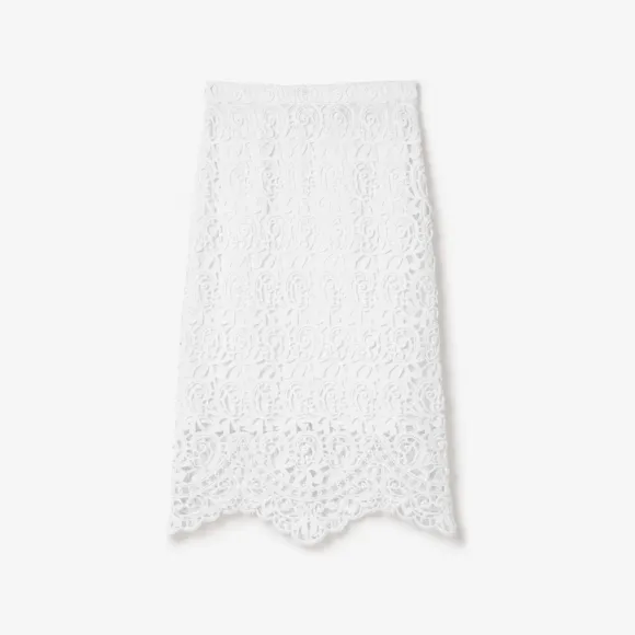 博百利/Burberry 镂空蕾丝铅笔裙 (光白色) - 女士 80677871