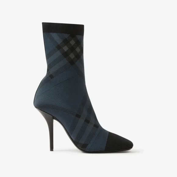 博百利/Burberry 针织格纹袜靴 (炭灰色 / 灰色) - 女士 80692081
