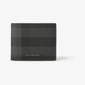 博百利/Burberry 格纹轻薄双折钱夹 (炭灰色) - 男士 80702061