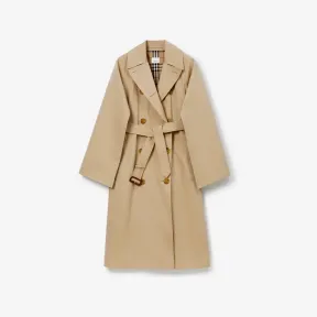 博百利/Burberry 棉质嘎巴甸 Trench 风衣 (蜂蜜色) - 女士 80735411