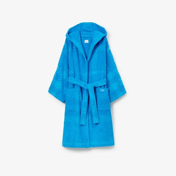 博百利/Burberry 格纹棉质提花连帽长袍 (活力蓝) 80754171