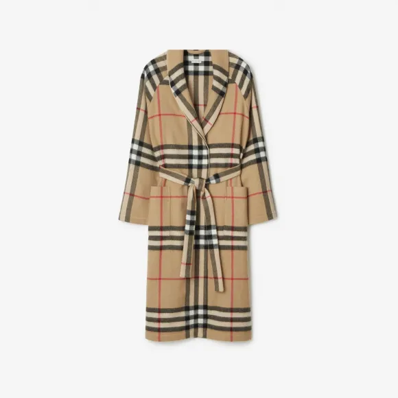博百利/Burberry 格纹羊绒长袍 80754181
