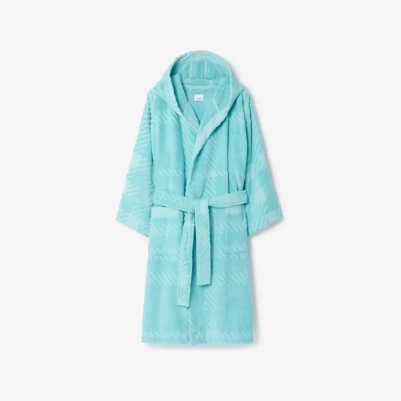 博百利/Burberry 格纹棉质提花连帽长袍 (亮蓝黄玉色) 80754301