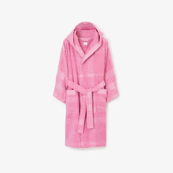 博百利/Burberry 格纹棉质提花连帽长袍 (泡泡糖粉红) 80754311