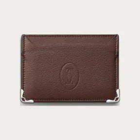 卡地亚/Cartier L3002092 Must de Cartier系列小皮具 卡片夹 巧克力色小牛皮 镀钯饰面 
