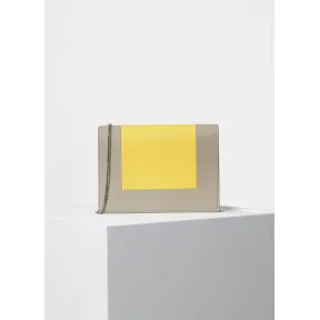 思琳/Celine  Frame石英色和黄色光滑小羊皮链条晚装包 107773AO4.08QY