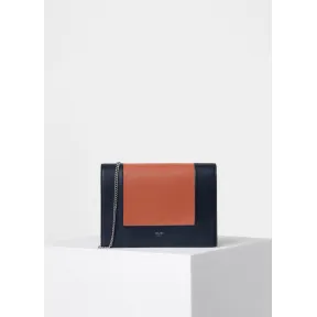 思琳/Celine  Frame赤陶色和海军蓝光滑小羊皮链条晚装包 107773AO4.28TS