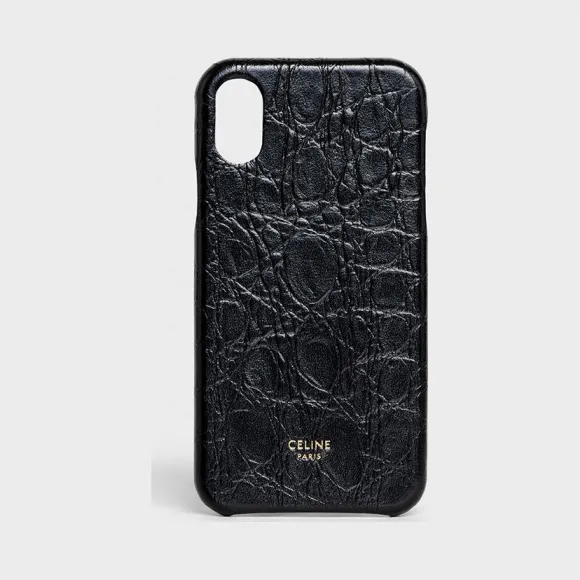 思琳/Celine 女士 iPhone X和iPhone XS鳄鱼纹压花小羊皮手机保护套 10C413BK7.38NO