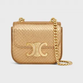 思琳/Celine CLAUDE迷你层压蛇皮革链条包 10L844FJF.35OR