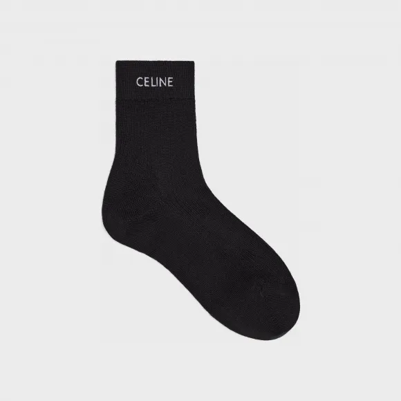 思琳/Celine 女士 CELINE羊毛袜 - 黝黑色 2A03U495P.38NO