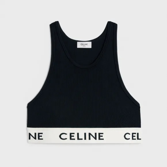 思琳/Celine 女士 CELINE网格面料运动内衣 - 奶油色/海军蓝 2A22O372N.01CN