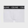 思琳/Celine 男士 棉质平织布CELINE平脚短裤 - 纯白色 / 黝黑色 2Z055157N.01WB