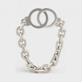思琳/Celine 女士 Chaîne Triomphe 小号铑银色饰面标准纯银handcuff手镯 46Q556SIL.36SI