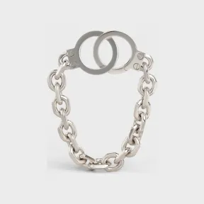 思琳/Celine Chaîne Triomphe 小号铑银色饰面标准纯银handcuff手镯 46Q556SIL.36SI.C1