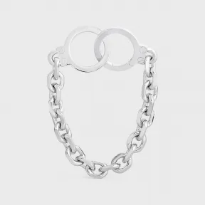 思琳/Celine 男士 Chaîne TRIOMPHE GOLDEN HANDCUFF铑银色饰面银质手镯 46Y186SIL.36SI.C4