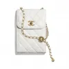香奈儿/Chanel 链子手机套  羊皮革与金色金属  白 AP1448-B02916-10601