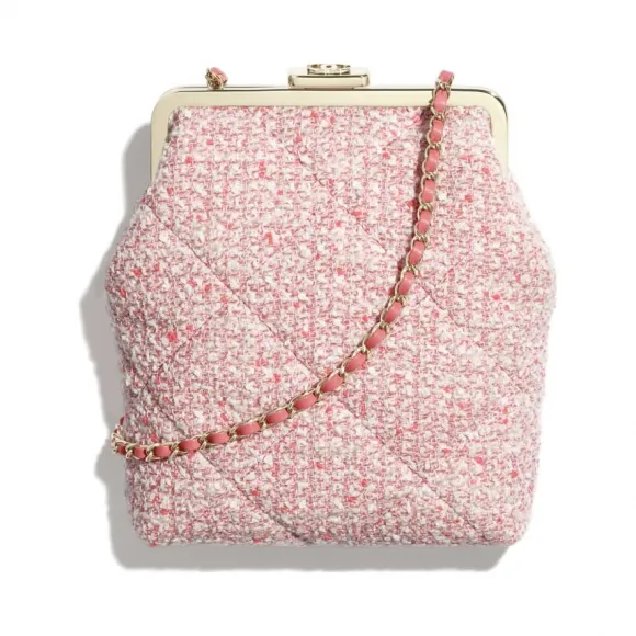 香奈儿/Chanel 链子手机套  斜纹软呢与金色金属  粉红、淡粉红与乳白 AP1556-B04980-N6537