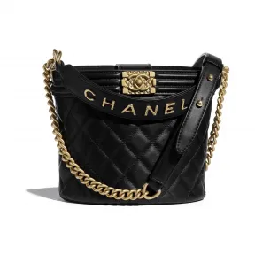 香奈儿/Chanel 小号水桶包  小牛皮与金色金属  黑 AS2091-B03939-94305