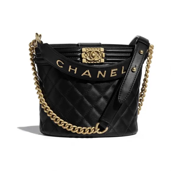 香奈儿/Chanel 小号水桶包  小牛皮与金色金属  黑 AS2091-B03939-94305