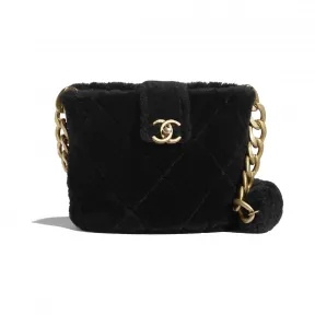 香奈儿/Chanel 水桶包  双面剪毛小羊皮与金色金属  黑 AS2241-B04309-94305