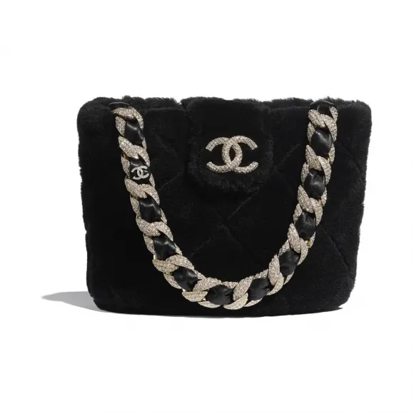 香奈儿/Chanel 水桶包  双面剪毛小羊皮、水钻与金色金属  黑 AS2257-B04623-94305