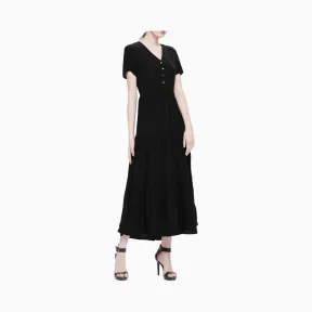 卡尔文·克莱恩/Calvin Klein 女士新款短袖V领长款梭织连衣裙  J211634-牛仔休闲系列