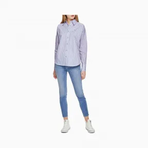 卡尔文·克莱恩/Calvin Klein CALVIN KLEIN 女士条纹翻领长袖衬衫 J213253-牛仔休闲系列
