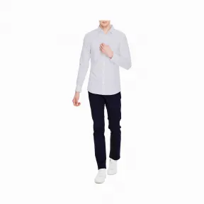 卡尔文·克莱恩/Calvin Klein CALVIN KLEIN男装格纹翻领长袖衬衫J313011-牛仔休闲系列