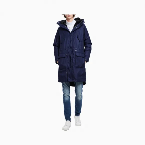 卡尔文·克莱恩/Calvin Klein 男士新款连帽保暖羽绒服外套J314090-牛仔休闲系列