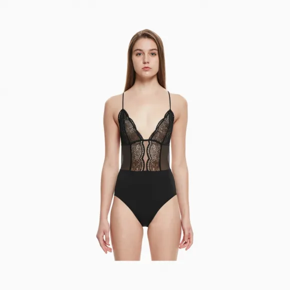 卡尔文·克莱恩/Calvin Klein 女士秋冬新款蕾丝连体内衣 QF4956-内衣系列