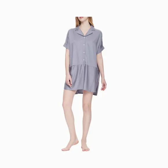 卡尔文·克莱恩/Calvin Klein 女士新款翻领短袖睡裙 QS5932-内衣系列