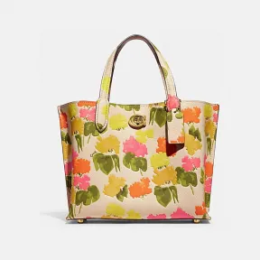 蔻驰/Coach B4L38 皮革 花卉印花WILLOW 24号托特包 CC389-B4L38