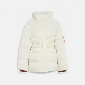 蔻驰/Coach 米白色 腰带滑雪羽绒服 CE898-CRM