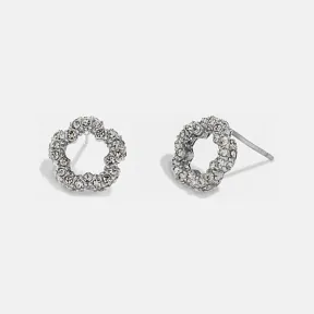 蔻驰/Coach 密镶茶玫瑰图案耳钉 CL313-SLV