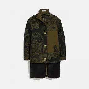 蔻驰/Coach KAFFE FASSETT印花和可拆卸皮毛一体内衬拼缀派克大衣 78927_L38