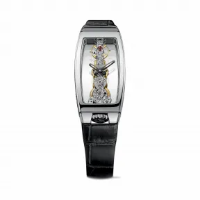昆仑/Corum 金桥系列 系列 18Kt玫瑰金，双面防眩水晶玻璃表镜，水晶玻璃表背，镶45颗长方蓝宝石（3.22克拉）和16颗长方沙弗莱石（1.01克拉） 手动机械机芯 B113-00821–113.101.59-00010000