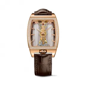 昆仑/Corum Golden Bridge 金桥系列 5N 18kt 玫瑰金 180颗圆钻 1.10 克拉 手动机械机芯 34.00 x 51.00 mm B113-01617-113.167.85-0002-GL10R