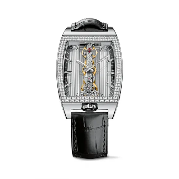 昆仑/Corum Golden Bridge 金桥系列 18kt 白金 180颗圆钻 1.10 克拉 手动机械机芯 34.00 x 51.00 mm B113-01619-113.167.69-0001-GL10G