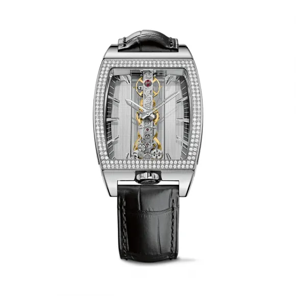 昆仑/Corum Golden Bridge 金桥系列 18kt 白金 180颗圆钻 1.10 克拉 手动机械机芯 34.00 x 51.00 mm B113-03196-113.167.69-0F01-GL10G