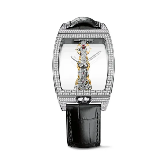 昆仑/Corum Golden Bridge 金桥系列 18kt 白金 319 颗圆钻 ~ 1.39 克拉 手动机械机芯 34.00 x 51.00 mm B113-03198-113.162.69-0F01-0000