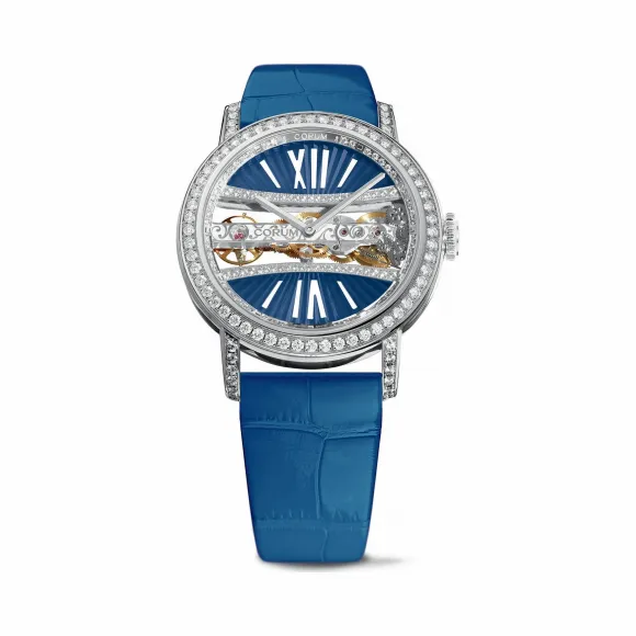 昆仑/Corum 金桥系列 系列 5N 18Kt玫瑰金，开放式背盖，双面防眩水晶玻璃表镜，镶180颗VVS净度/D至H色/双翻钻，1.05克拉 手动机械机芯 B113-03278–113.000.69-0F03BD91G