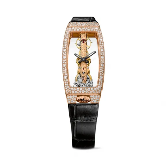 昆仑/Corum Golden Bridge 金桥系列 245 钻石 ~ 1.28 克拉 雪花式镶嵌大小不同的钻石 手动机械机芯 21.30 x 43.99 mm B113-03845-113.249.85-0001-0000