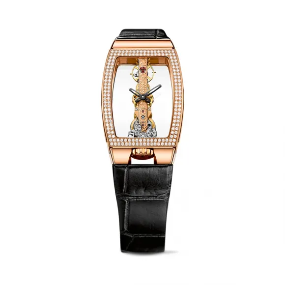 昆仑/Corum Golden Bridge 金桥系列 5N 18kt 玫瑰金 168 颗钻石 0.65 克拉 手动机械机芯 21.30 x 43.99 mm B113-03847-113.222.85-0001-0000