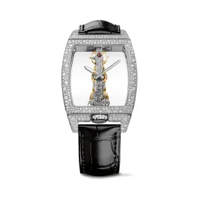 昆仑/Corum Golden Bridge 金桥系列 18kt 白金 314 颗钻石 ~ 2.68克拉 雪花式镶嵌大小不同的钻石 手动机械机芯 34.00 x 51.00 mm B113-03854-113.358.69-0F01-0000
