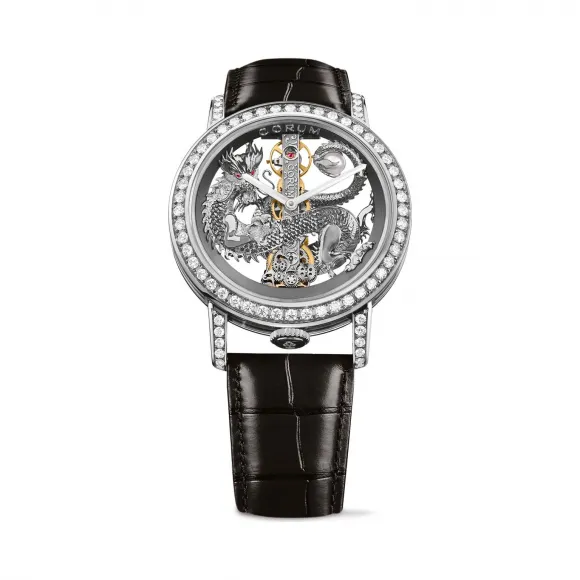 昆仑/Corum Golden Bridge 金桥系列 5N 18kt 玫瑰金 88 圆钻 ~ 2.16 克拉 手动机械机芯 43 mm B113-03909-113.901.69-0F01-DR69G